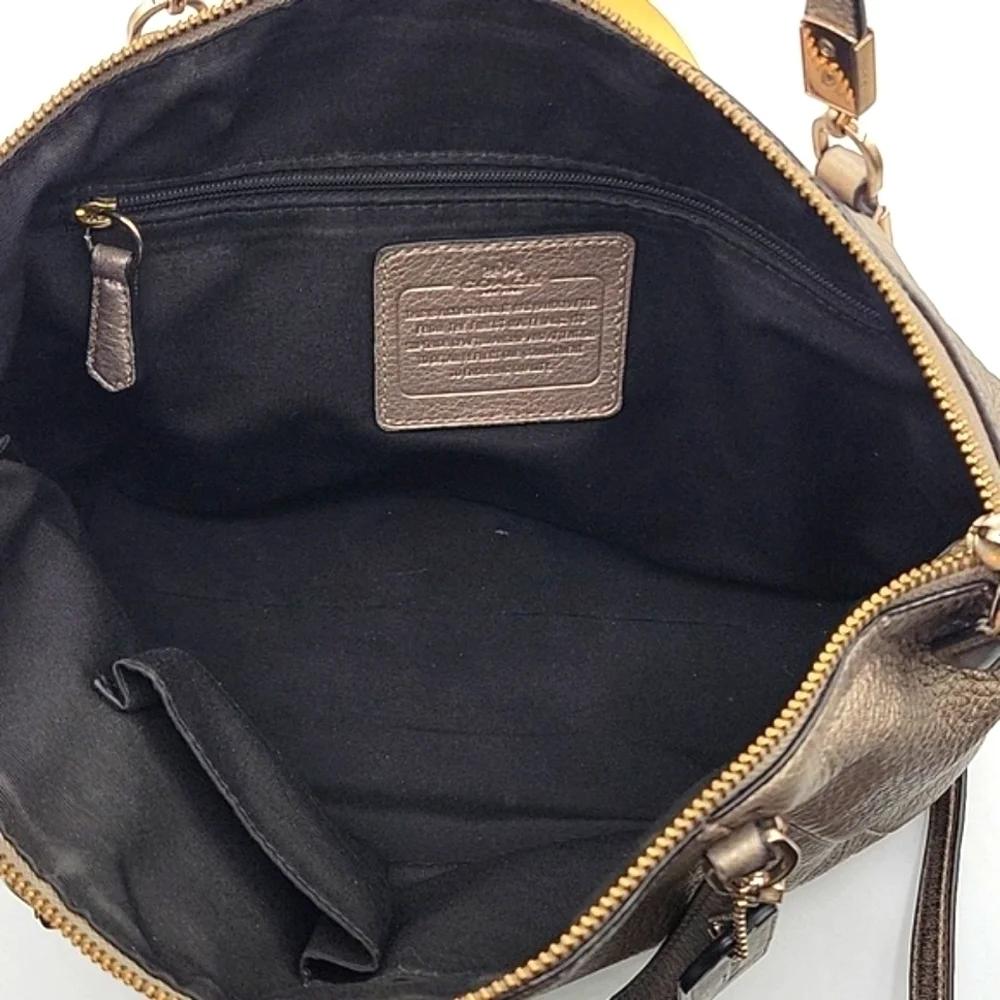 COACH Satchel w/ Crossbody Strap Metallic Pebbled Soft Leather Gold Hardware
